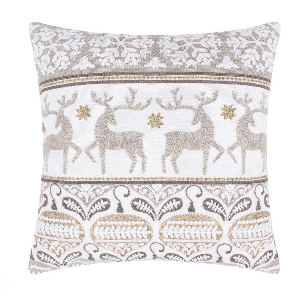 Levtex O Christmas Tree White Reindeer Dance  18 inch Pillow